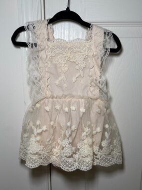 Baby Girl Boho Lace Floral Dress- Size: 12M